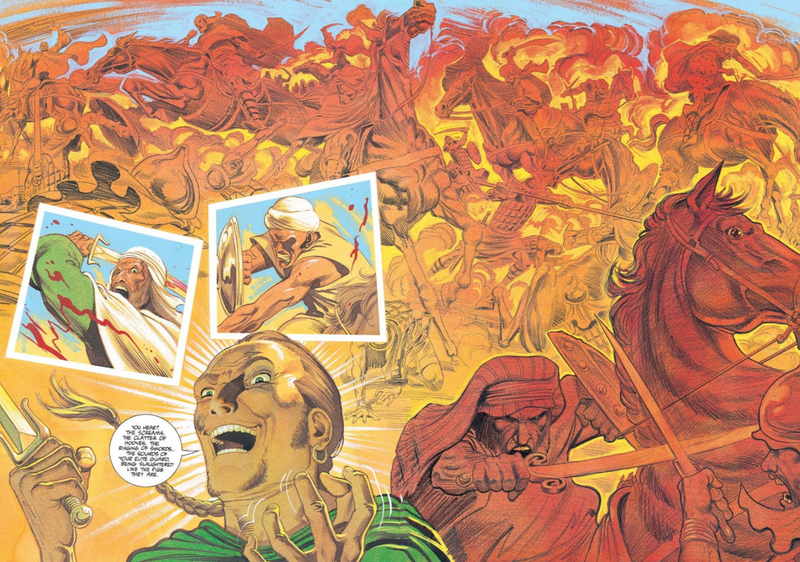 An incredible two-page spread from Birth of the Demon.